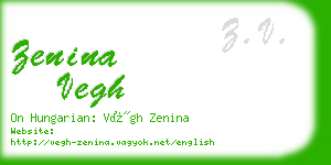 zenina vegh business card
